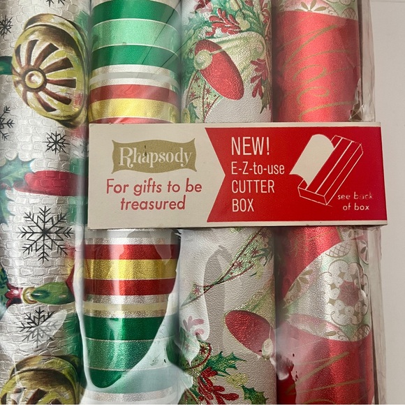 Vintage 1950’s “Rhapsody” Festive Foil Foursome Wrapping Paper and Tags Set🎅🏻 - Picture 7 of 13